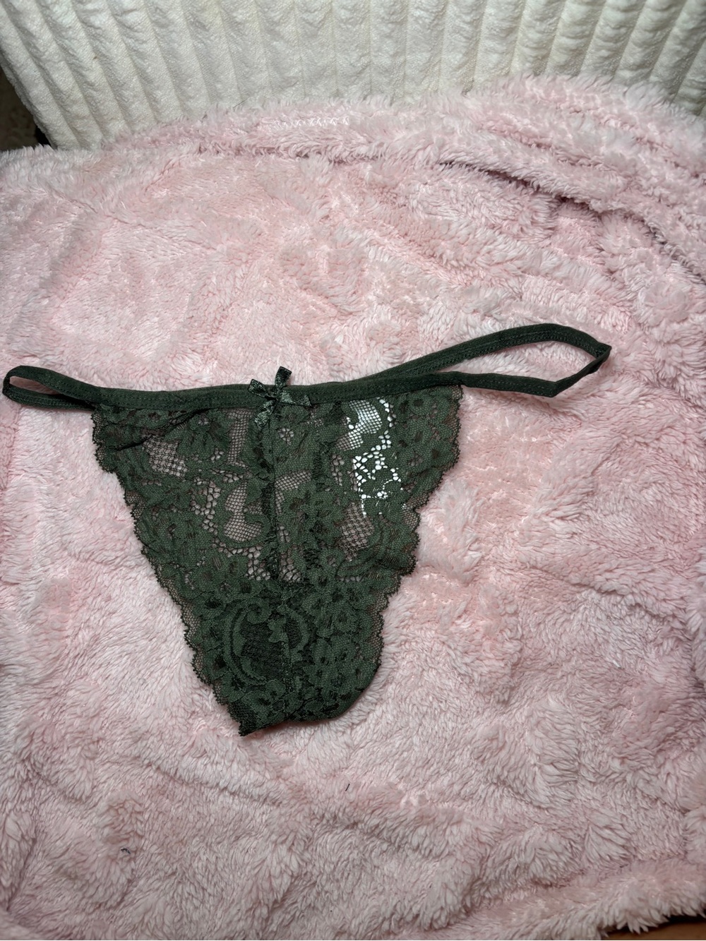 Victoria's Secret Dark Green Lace Thong